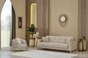 Clara Velvet Sofa Set – Beige at HomeBella Furniture, Ottawa – photo 1