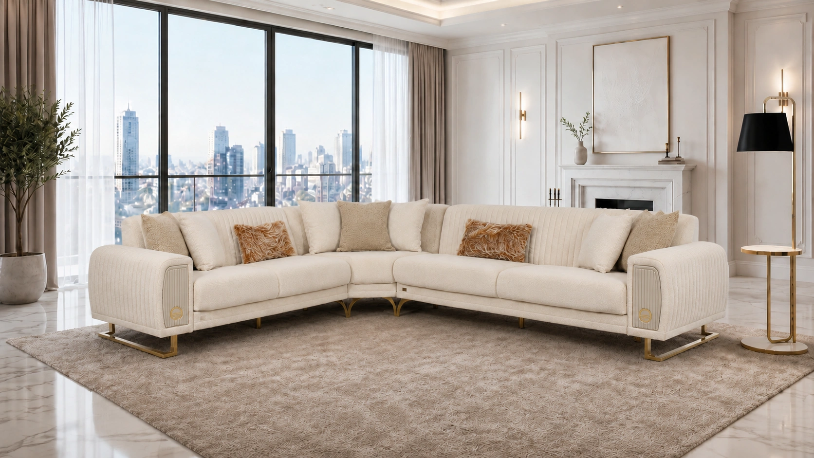 Damla Sectional Set – Beige & Gold at HomeBella Furniture, Ottawa – photo 2