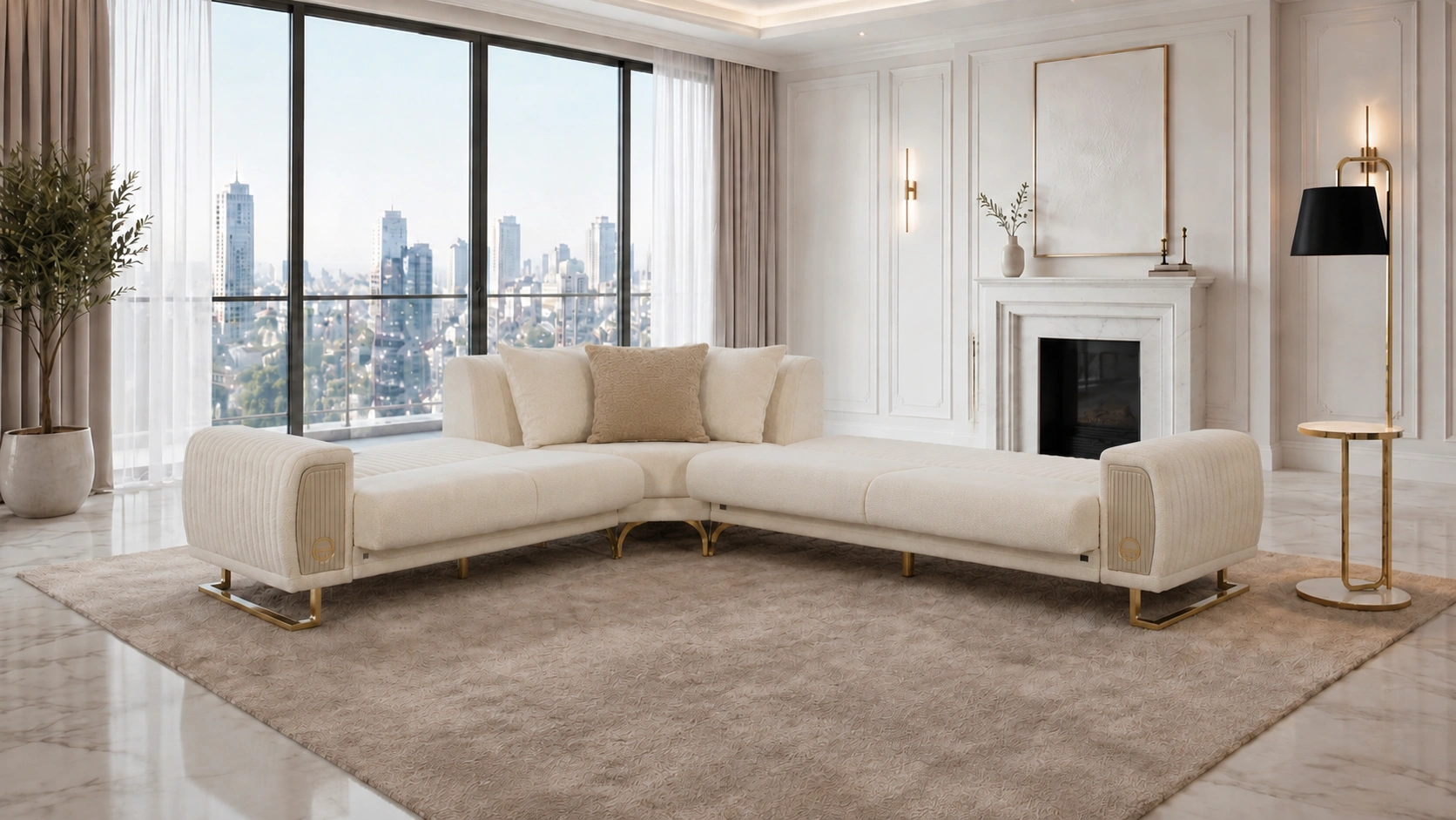 Damla Sectional Set – Beige & Gold at HomeBella Furniture, Ottawa – photo 6