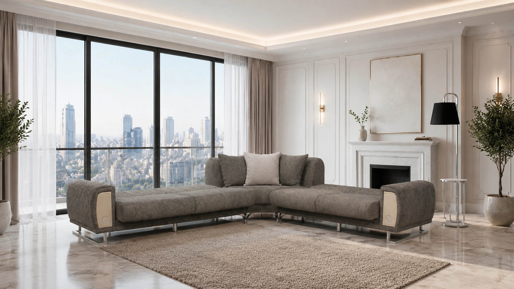 Damla Sectional Set – Grey & Silver at HomeBella Furniture, Ottawa – photo 2