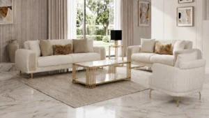 Damla Sofa Set – Beige & Gold at HomeBella Furniture, Ottawa – photo 1