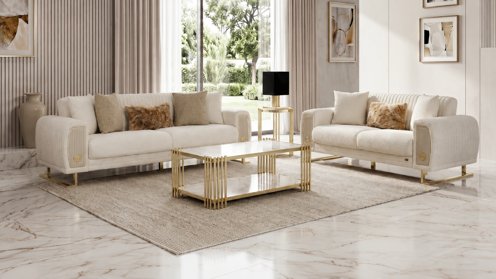 Damla Sofa Set – Beige & Gold at HomeBella Furniture, Ottawa – photo 4