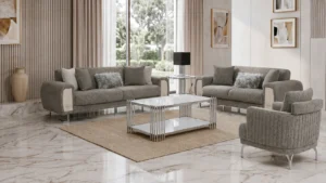 Damla Sofa Set – Grey & Silver at HomeBella Furniture, Ottawa – photo 1