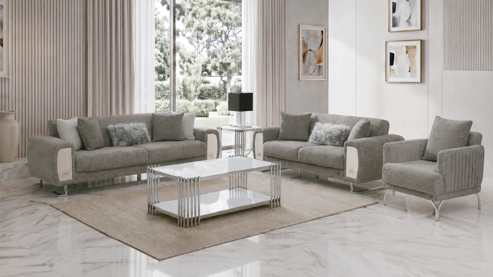 Damla Sofa Set – Grey & Silver at HomeBella Furniture, Ottawa – photo 3