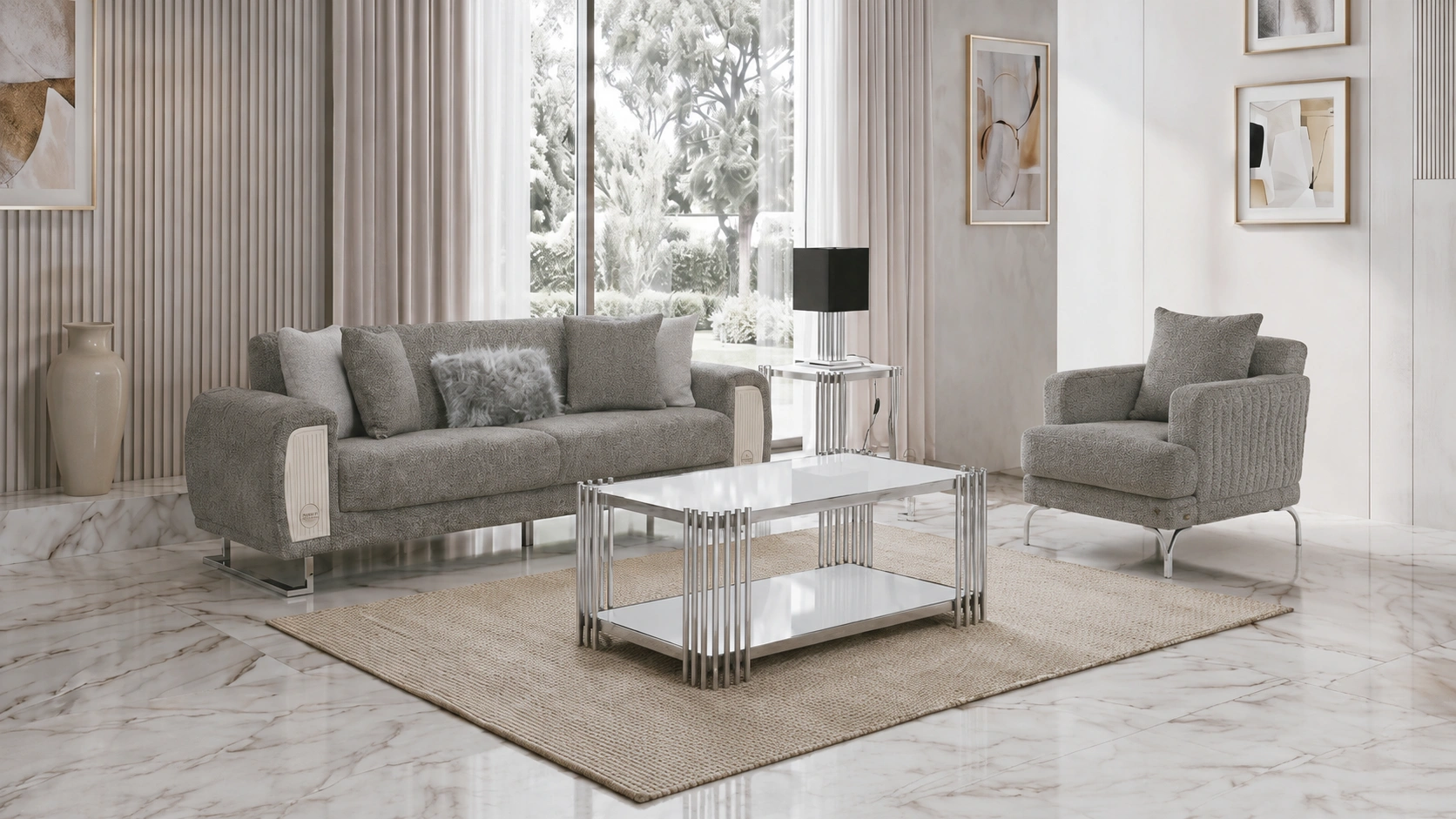Damla Sofa Set – Grey & Silver at HomeBella Furniture, Ottawa – photo 5