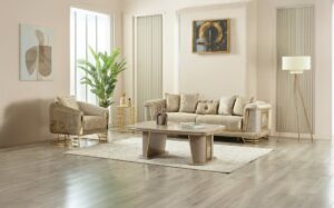 Roma Sofa Set – Beige & Gold at HomeBella Furniture, Ottawa – photo 1
