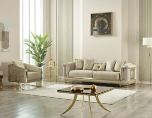 Roma Sofa Set – Beige & Gold at HomeBella Furniture, Ottawa – photo 5