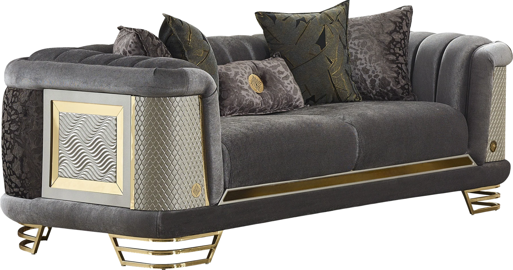 Roma Sofa Set – Grey & Gold at HomeBella Furniture, Ottawa – photo 3