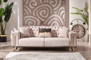 Tella Sofa Set – Beige & Gold at HomeBella Furniture, Ottawa – photo 1