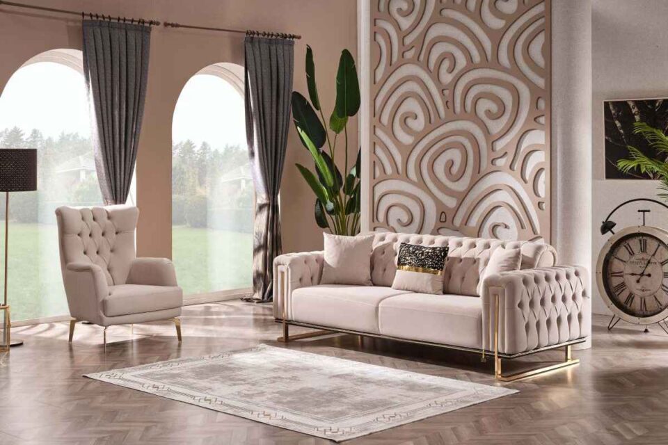 Tella Sofa Set – Beige & Gold at HomeBella Furniture, Ottawa – photo 2