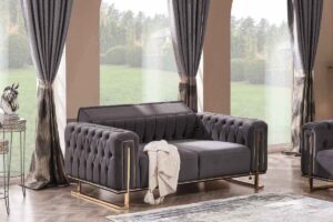 Tella Sofa Set – Dark Grey & Gold at HomeBella Furniture, Ottawa – photo 3