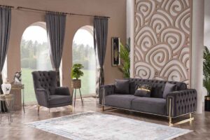 Tella Sofa Set – Dark Grey & Gold at HomeBella Furniture, Ottawa – photo 4