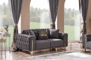 Tella Sofa Set – Dark Grey & Gold at HomeBella Furniture, Ottawa – photo 9