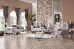 Tella Sofa Set – Light Grey & Silver at HomeBella Furniture, Ottawa – photo 1